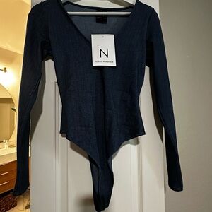 NWT Naked Wardrobe Denim Bodysuit